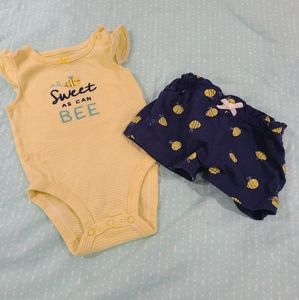 Carter's Baby bodysuits and shorts 0-3